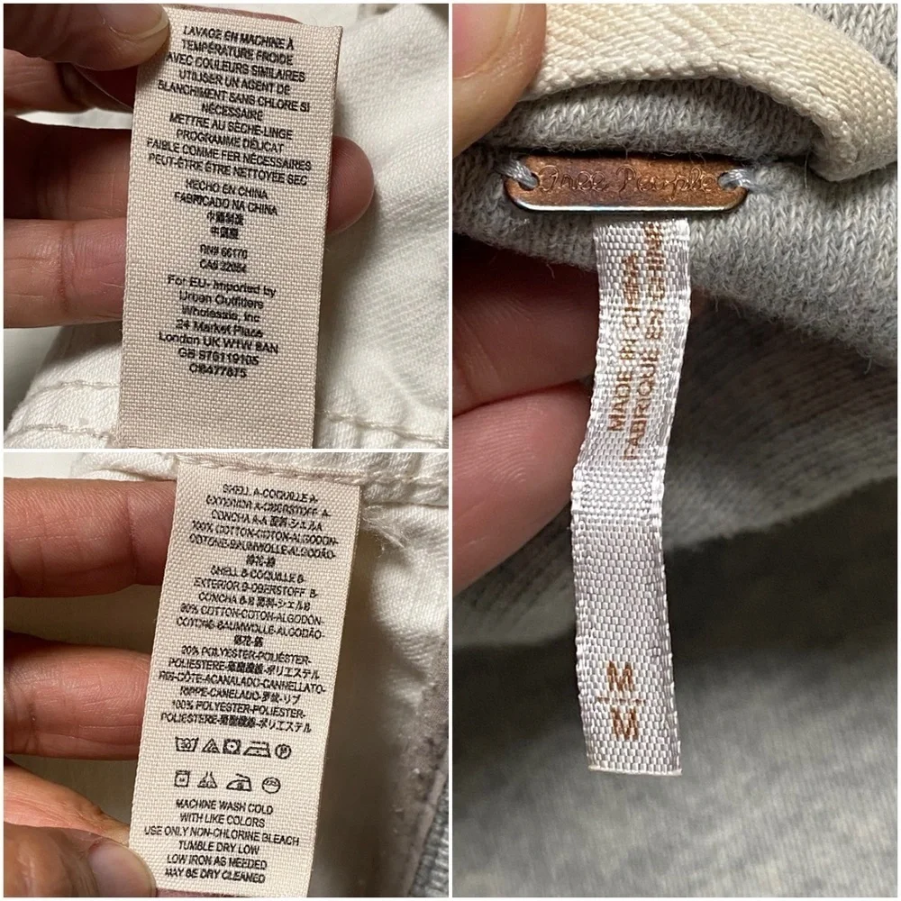 Free People Jacket Women’s Size Medium White Gray Sweater Jean hooded Jacket - Picture 10 of 16
